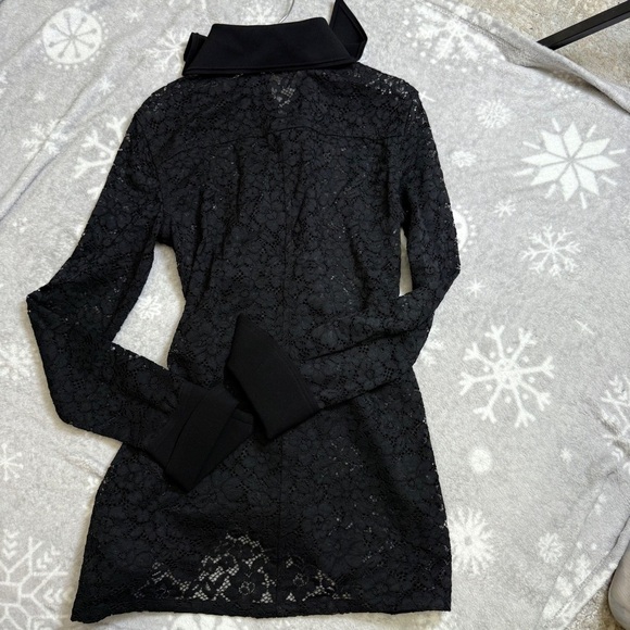 Proenza Schouler Floral Lace Shirt Size 6 Black Blouse New Pointed Collar - Picture 4 of 10